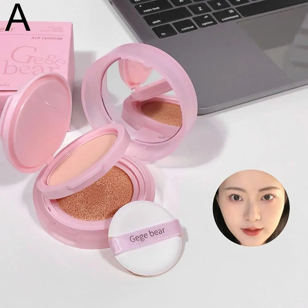 Gege Bear 2in1 Double Layer Cushion Foundation Setting Powder For Natural Makeup Look Oil Control Transfer Resistant Sweat Proof