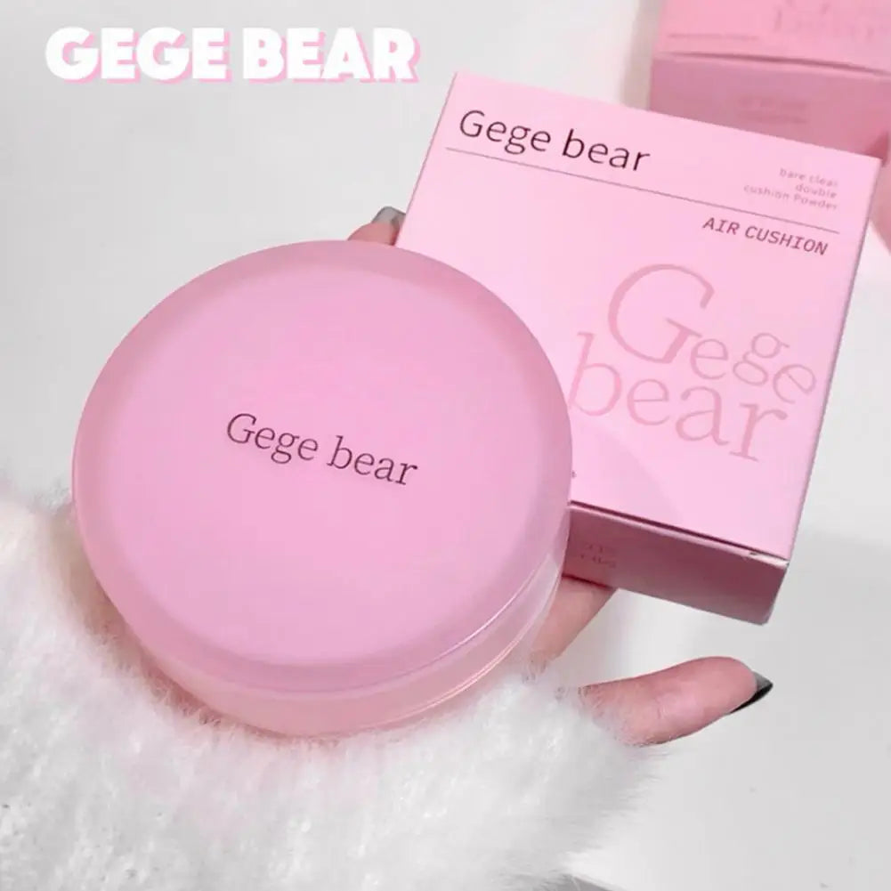 Gege Bear 2in1 Double Layer Cushion Foundation Setting Powder For Natural Makeup Look Oil Control Transfer Resistant Sweat Proof