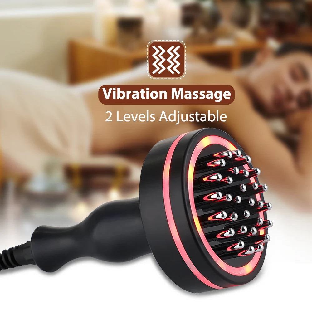 Microcurrent Meridian Brush Massager Cellulite Lymphatic Infrared Heating Vibration Body Detoxification Health Scraping Device