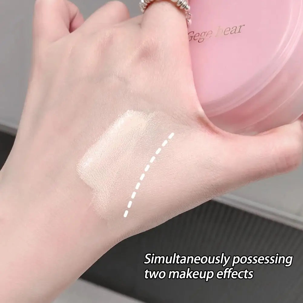 Gege Bear 2in1 Double Layer Cushion Foundation Setting Powder For Natural Makeup Look Oil Control Transfer Resistant Sweat Proof