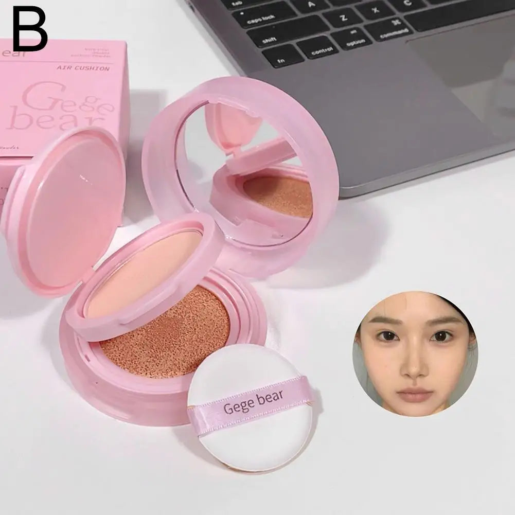 Gege Bear 2in1 Double Layer Cushion Foundation Setting Powder For Natural Makeup Look Oil Control Transfer Resistant Sweat Proof