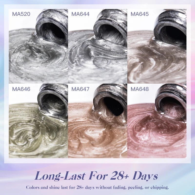 MEET ACROSS 7ml Porcelain White Cat Eye Gel Polish Holographic Glitter Magnetic Galactic Effect Gel Nail Polish Soak Off UV Gel