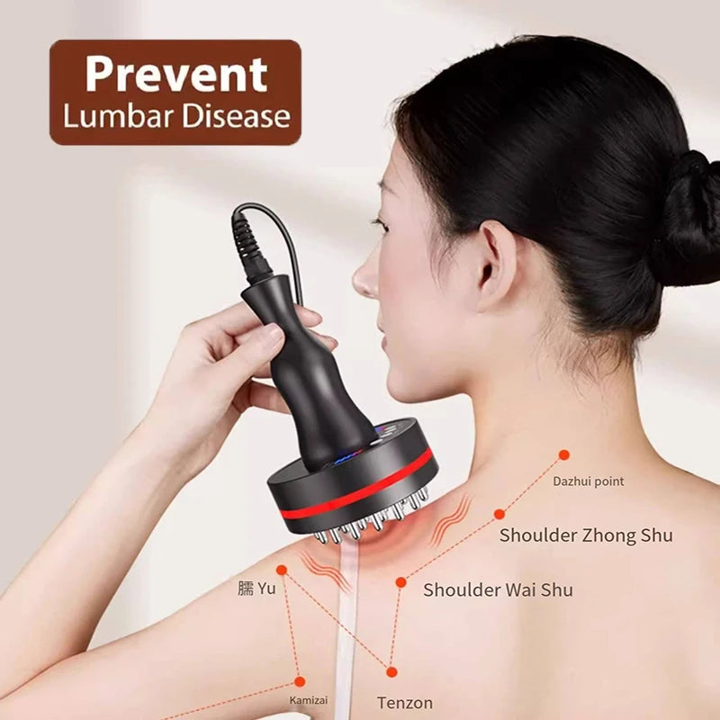 Microcurrent Meridian Brush Massager Cellulite Lymphatic Infrared Heating Vibration Body Detoxification Health Scraping Device