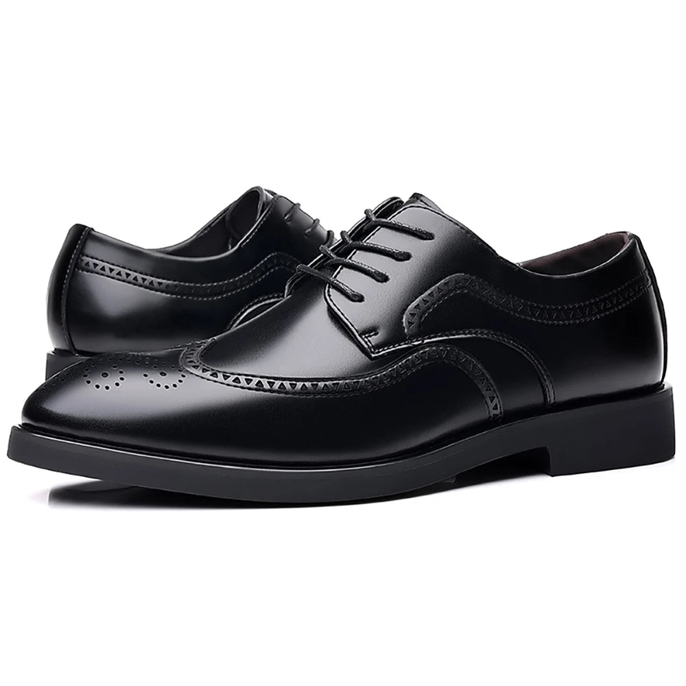 Men's Elegant British Brogue Derby Shoes Lace-Up Patchwork Breathable Formal Dress Shoes Business Wedding Thanksgiving Christmas