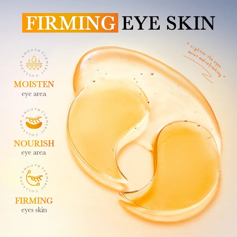 80pcs BIOAQUA Turmeric Crystal Collagen Eye Mask Anti Dark Circles Anti-Wrinkles Moisturizing Anti-Aging Eye Patches Skin Care