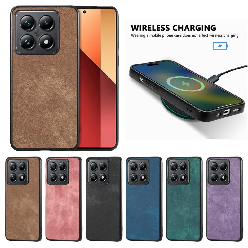 Luxury Wireless Charge Leather Case For Xiaomi Redmi Note 13 Pro 5G 4G Lightweight Shockproof Cover Redmy Note13 Note13pro Plus
